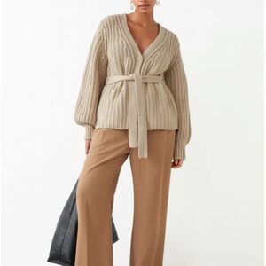 & OTHER STORIES LOS ANGELES ATELIER Chunky Wool Belted Cardigan Sweater - XS